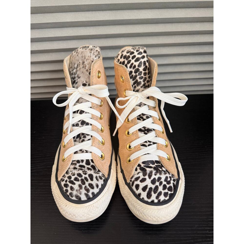 Converse Chuck Taylor All Star High Top Sneaker Womens 6 Leopard Calf Hair Suede